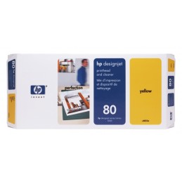 Tête dimpression et dispositif de nettoyage jaune HP 80 (C4823A)